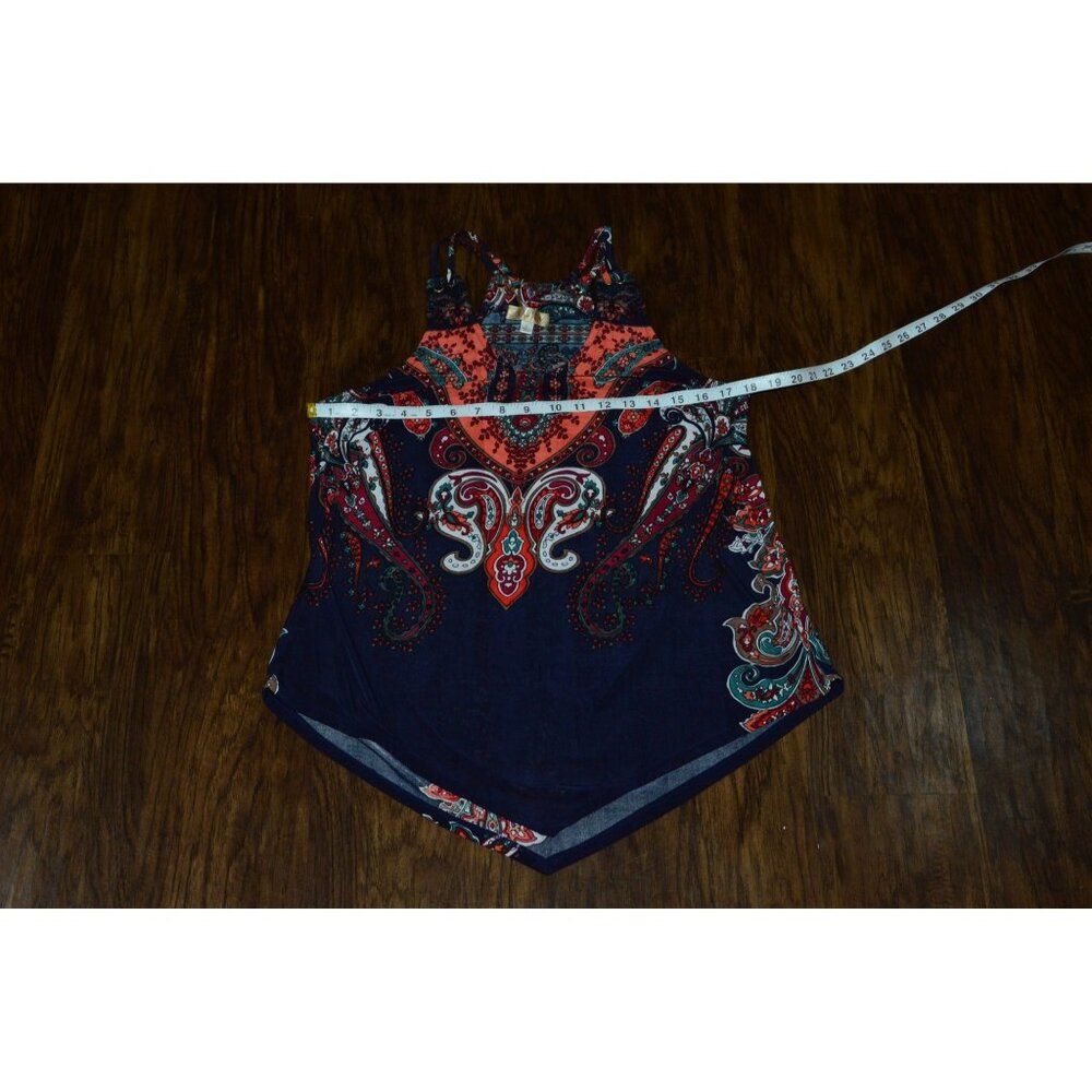 Lavish Blue Paisley Tank Top Women's Size Large Boho Festival Lightweight - Picture 3 of 7